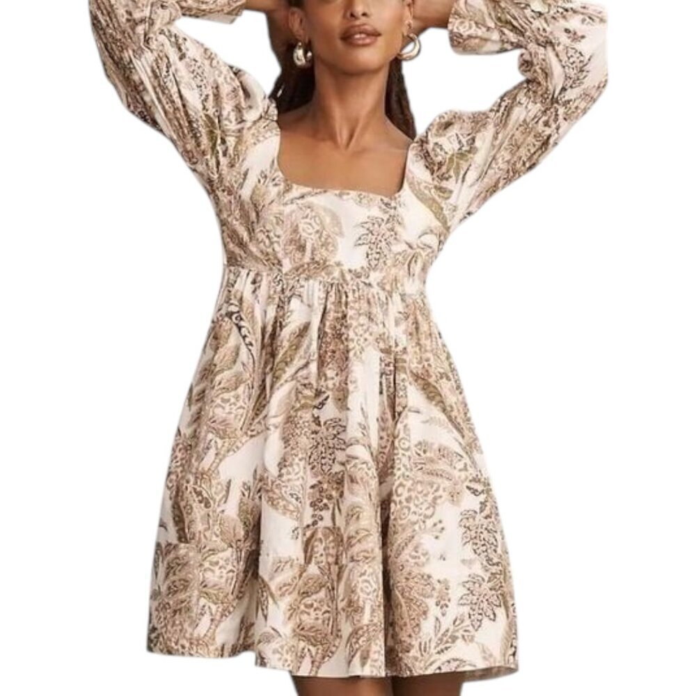 Pilcro Anthropologie Square Neck Corduroy Babydoll Rustic Style Mini Dress Sz XS
